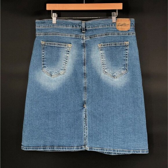 Vintage Levi Strauss Signature Women's Knee Length Denim Skirt 16 Blue 2003 Y2k - Picture 2 of 9